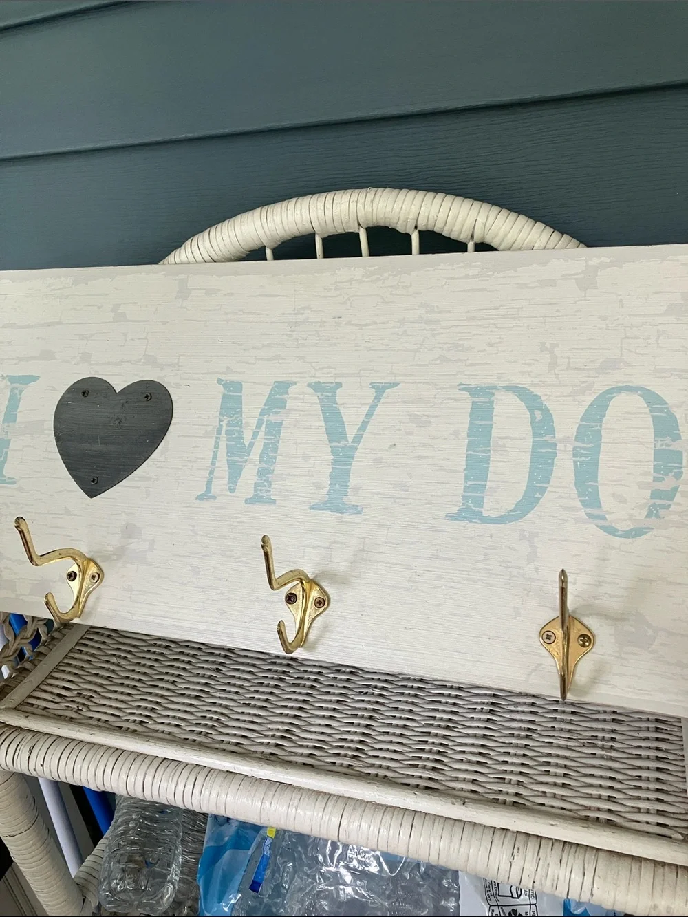 “I Love My Dog”  Wood Wall Hook Sign - Shabby Chic, Ready To Hang